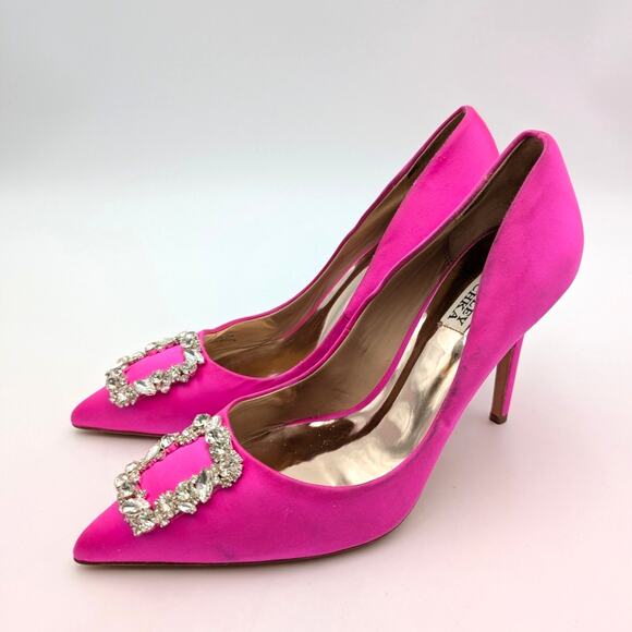 Badgley Mischka Cher Crystal Embellished Heel Pump Women's Pink Size US10 EU41 - Picture 1 of 12